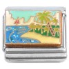 CT7151 Ocean Beach Palm Trees Boat Italian Charm 
