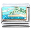 CT7157 Palm Tree Beach Cloudy Sky Sparkle Ocean Italian Charm 