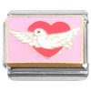 CT7161 White Bird Flying Pink Italian Charm 