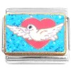 CT7162 Flying White Bird Blue Sparkle Italian Charm 
