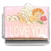 CT7169 I Love You Pink Cupid Rose Italian Charm