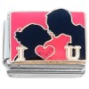 CT7176 I Love You U Couple Kiss Heart Italian Charm 
