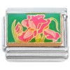 CT7177 Iris Flower Pink on Green Italian Charm 