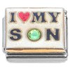 CT7252 I Love My Son Red Heart Green Bling Italian Charm