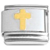 CT7531 Raised Goldtone Cross Italian Charm.
