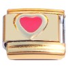 CT7546 Red Filled Heart Goldtone Base Italian Charm.