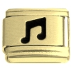 CT7547 Black Music Note Gold Base Italian Charm