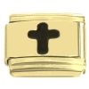 CT7549 Black Cross Gold Base Italian Charm