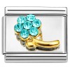 CT7610 Aqua Bling Flower Italian Charm