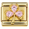 CT7662 Bling Pink Clover Gold Italian Charm
