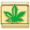 CT7678 Marijuana Pot Leaf Gold Italian Charm