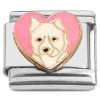 CT7710 White Terrier Puppy Dog Pink Heart Italian Charm