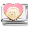 CT7711 White Puppy Dog Pink Heart Italian Charm