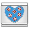 CT7778 Cute Flowers Blue Heart Italian Charm