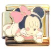 CT7841 Lounging Girl Mouse Goldtone Trim Italian Charm.