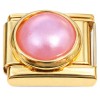 CT7853 Big Pearly Round Pink Gold Base Italian Charm