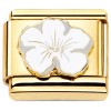 CT7854 White Tropical Hibiscus Flower Gold Base Italian Charm