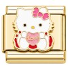 CT7889 Hello Kitty Red Ribbon Goldtone Base Italian Charm