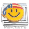 CT8003 Patriotic USA American Flag Bandana Smile Face Italian Charm