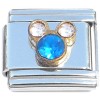 CT8069 Mouse Ears Blue Clear Bling Italian Charm