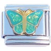CT8114 Blue Green Glitter Butterfly Italian Charm