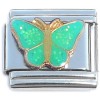 CT8115 Mint Green Glitter Butterfly Italian Charm