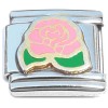 CT8201 Pink Flower with Leaves Italian Charm