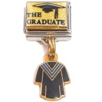CT8240 The Graduate Cap and Gown Dangle Italian Charm