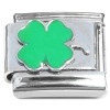 CT8354 Green Four Leaf Clover Italian Charm