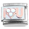 CT8373 I Love You Bling Heart Rosegold Italian Charm