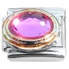 CT8390 Cute Pink Bling Oval Italian Charm