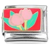 CT8413 Pink Tulips on Red Italian Charm