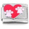 CT8424 Paw Prints Pink Heart Red Italian Charm