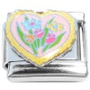 CT8484 Colorful Flowers Heart Italian Charm