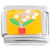 CT8486 White Flowers in Pot on Yellow Italian Charm