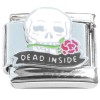 CT8502 Dead Inside Skeleton Skull Flower Italian Charm