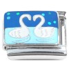 CT8512 Swans Love Blue Glitter Italian Charm