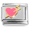 CT8513 Pink Heart Lightning Bolt Arrow Italian Charm