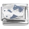 CT8521 Cute Gray White Playful Kitty Cat Italian Charm