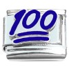 CT8532 One Hundred Points 100 Emoji Blue Italian Charm