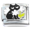 CT8554 Black Cat White Flowers Italian Charm