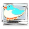 CT8558 Cute Bird Blue White Glitter Italian Charm