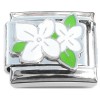 CT8565 White Flower Petals Green Leaves Italian Charm