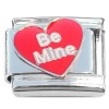 CT8571 Be Mine Red Slanted Heart Italian Charm