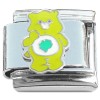 CT8590 Cartoon Bear Green Luck Clover Italian Charm