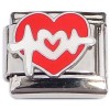 CT8608 Red Heart Heartbeat Pulse Italian Charm