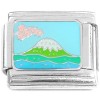 CT8623 Mount Fuji Mountain Cherry Blossom Tree Italian Charm