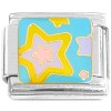 CT8637 Yellow Purple Pink Star on Blue Italian Charm