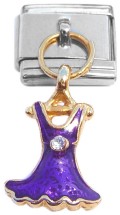 CT8648 Purple Dress Dangle Italian Charm