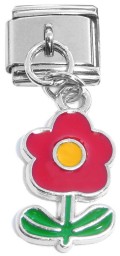 CT8652 Red and Yellow Flower Dangle Italian Charm